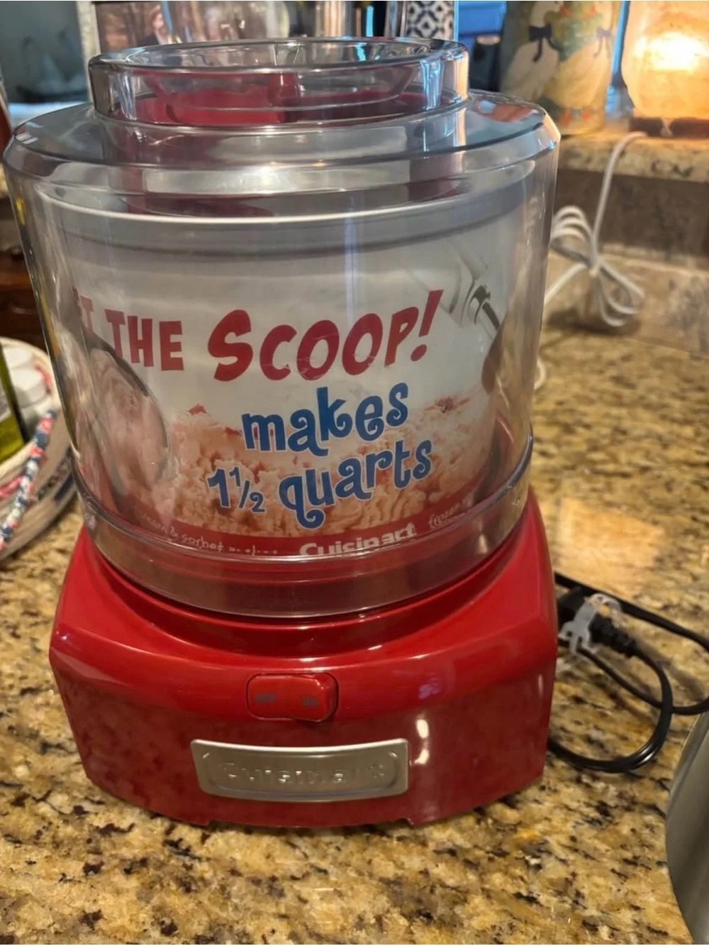 Cuisinart Red Ice Cream Maker with Clear Lid